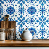 Mediterranean style Azur flower blue pattern Fliese