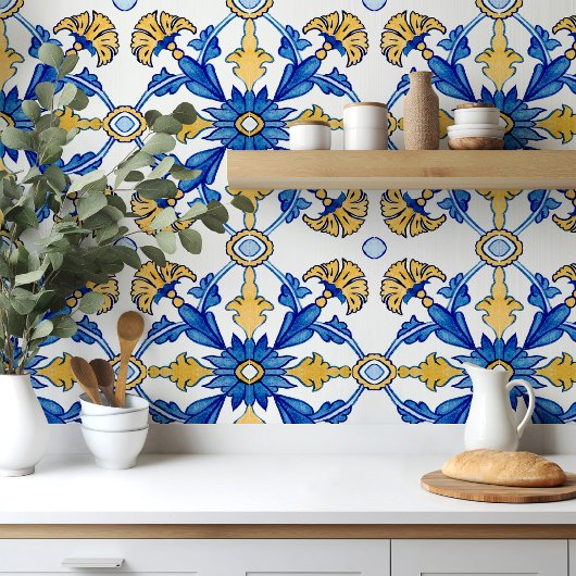 Mediterranean style Azur yellow blue big pattern Fliese