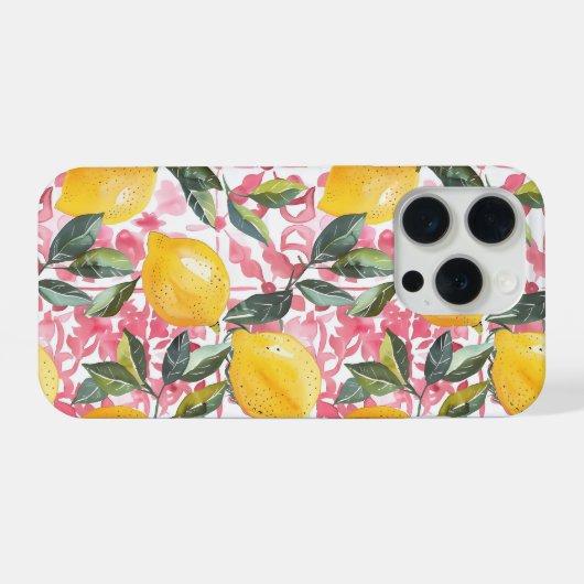 Mediterranean Style Lemon Pattern iPhone Case Hülle (Rückseite (Horizontal))
