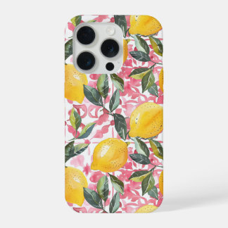 Mediterranean Style Lemon Pattern iPhone Case 15 Pro Hülle