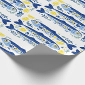 Mediterranean Summer Blue and Yellow Sardines Geschenkpapier (Ecke)