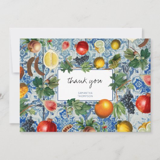 Mediterranean Summer Fruit Blue Mosaic Danke (Vorderseite)