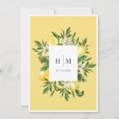 Mediterranean summer lemon bright blue Wedding Einladung (Rückseite)