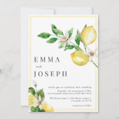 Mediterranean summer lemon bright yellow Wedding Einladung (Vorderseite)