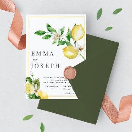 Mediterranean summer lemon bright yellow Wedding Einladung