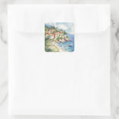 Mediterranean Summer Quadratischer Aufkleber (Tasche)