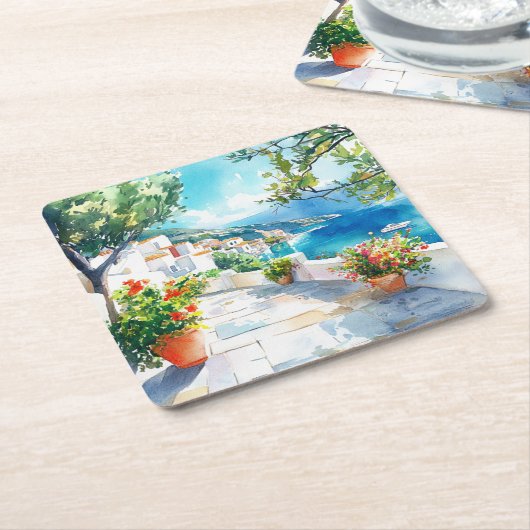 Mediterranean Summer Rechteckiger Pappuntersetzer (angewinkelt)