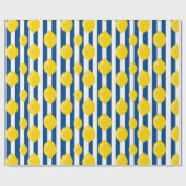 Mediterranean Summer Stripes and Lemons Geschenkpapier (Flach)