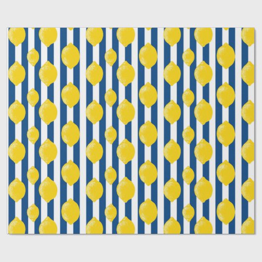 Mediterranean Summer Stripes and Lemons Geschenkpapier (Flach)