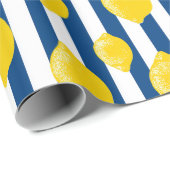 Mediterranean Summer Stripes and Lemons Geschenkpapier (Rolleneckpunkt)