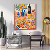 Mediterranean Table Still Life – Wine, Citrus Poster