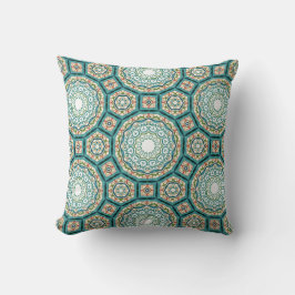 Mediterranean Teal Tile Pattern Kissen