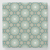 Mediterranean Teal Tile Pattern Steinuntersetzer (Vorderseite)