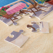 Mediterranean Terrace Ocean View Coastal Art Puzzle (Seite)