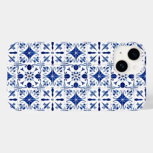 Mediterranean Tile Blue & White Case-Mate iPhone Hülle (Rückseite (Horizontal))
