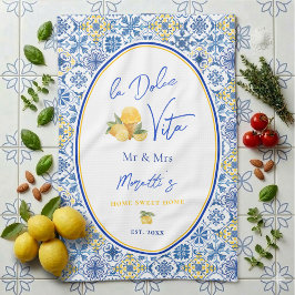 Mediterranean Tile Custom Newlywed Geschirrtuch