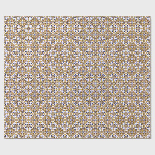 Mediterranean Tile Elegant Boho Geschenkpapier (Flach)