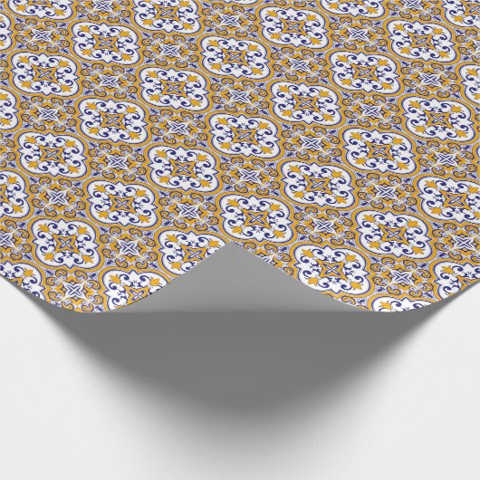 Mediterranean Tile Elegant Boho Geschenkpapier (Ecke)