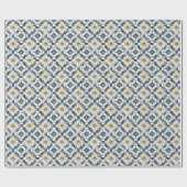 Mediterranean Tile Gift Wrap, Blue and Gold Geschenkpapier (Flach)
