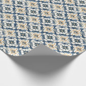 Mediterranean Tile Gift Wrap, Blue and Gold Geschenkpapier (Ecke)