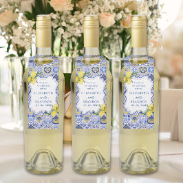 Mediterranean Tile & Lemon Elegance Wedding Flaschenanhänger