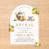 Mediterranean Tile Lemon Tea Party Bridal Shower Acryleinladungen (Vorderseite)