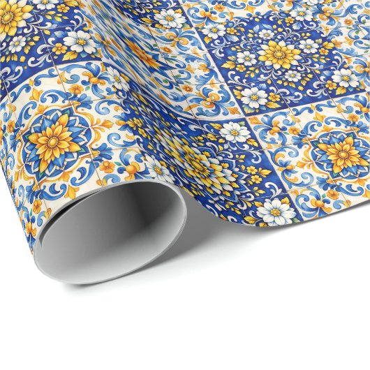 Mediterranean Tile Party Wrap  Geschenkpapier (Rolleneckpunkt)