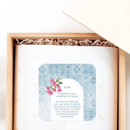 Mediterranean tile pattern quadratischer aufkleber