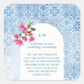 Mediterranean tile pattern quadratischer aufkleber (Vorderseite)