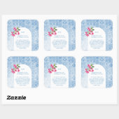 Mediterranean tile pattern quadratischer aufkleber (Blatt)