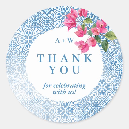 Mediterranean tile pattern Round Sticker (Vorderseite)