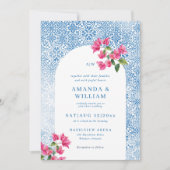 Mediterranean tile pattern Wedding Invitation Einladung (Vorderseite)