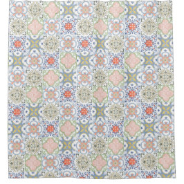 Mediterranean Tile – Vintage Portuguese Pattern Duschvorhang