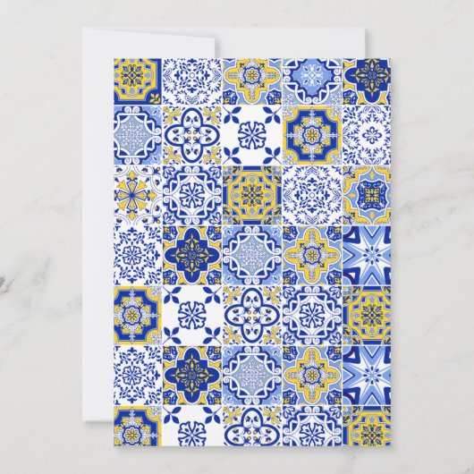 Mediterranean Tile Wedding with Lemons Einladung (Rückseite)