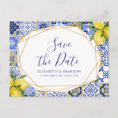 Mediterranean Tile Wedding with Lemons Postkarte (Vorderseite)