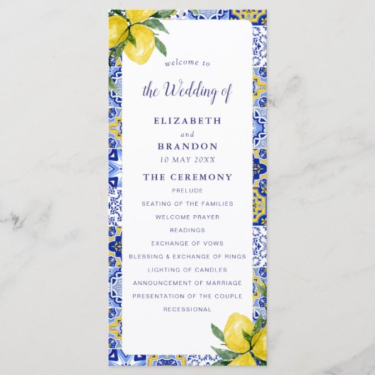 Mediterranean Tile Wedding with Lemons Programm (Vorderseite)