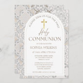 Mediterranean Tiles Boho Erste heilige Kommune Einladung (Vorne/Hinten)