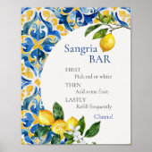 Mediterranean Tiles Lemon 25 Birthday Sangria Bar Poster (Vorne)