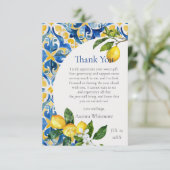 Mediterranean Tiles Lemon 25. Geburtstag Dankeskarte (Stehend Vorderseite)