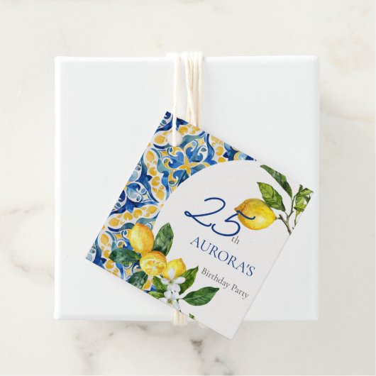 Mediterranean Tiles Lemon 25. Geburtstag Geschenkanhänger (Beispiel)