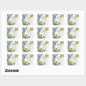 Mediterranean Tiles Lemon 25. Geburtstag Quadratischer Aufkleber (Blatt)