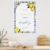 Mediterranean Tiles Lemon Birthday Welcome Sign Poster (Küche)