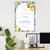 Mediterranean Tiles Lemon Birthday Welcome Sign Poster (Heimbüro)