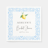 Mediterranean Tiles Lemon Brautparty Napkins Serviette (Vorderseite)