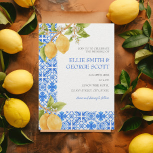 Mediterranean Tiles Lemon Citrus Italien Wedding Einladung