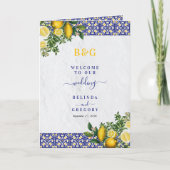Mediterranean Tiles Lemon Wedding Order of Service Programm (Vorderseite)