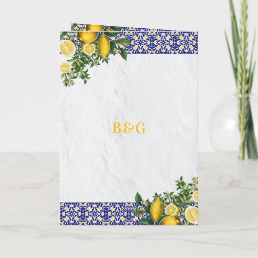 Mediterranean Tiles Lemon Wedding Order of Service Programm (Rückseite)