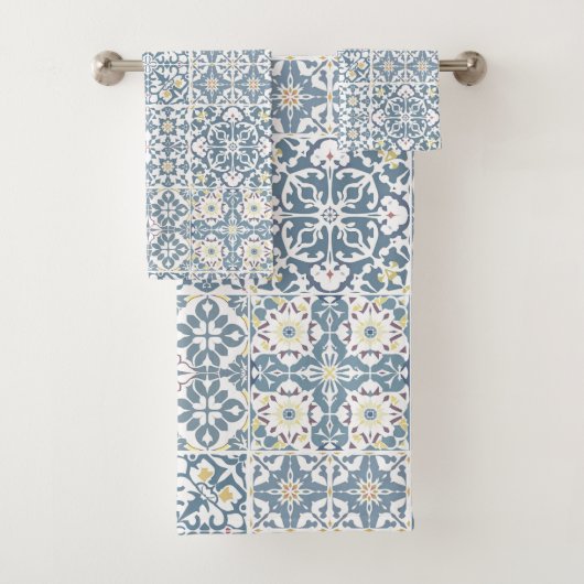 Mediterranean Tiles, Moroccan, Majolica, Azulejo Badhandtuch Set (Insitu)
