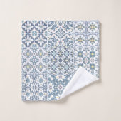 Mediterranean Tiles, Moroccan, Majolica, Azulejo Badhandtuch Set (Waschlappen)