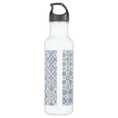 Mediterranean Tiles, Moroccan, Majolica, Azulejo Edelstahlflasche (Rückseite)